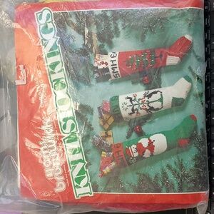 NWT Vintage Brunswick Yarns Christmas Stocking Kit W/ Yarn #K3 Christmas Trees